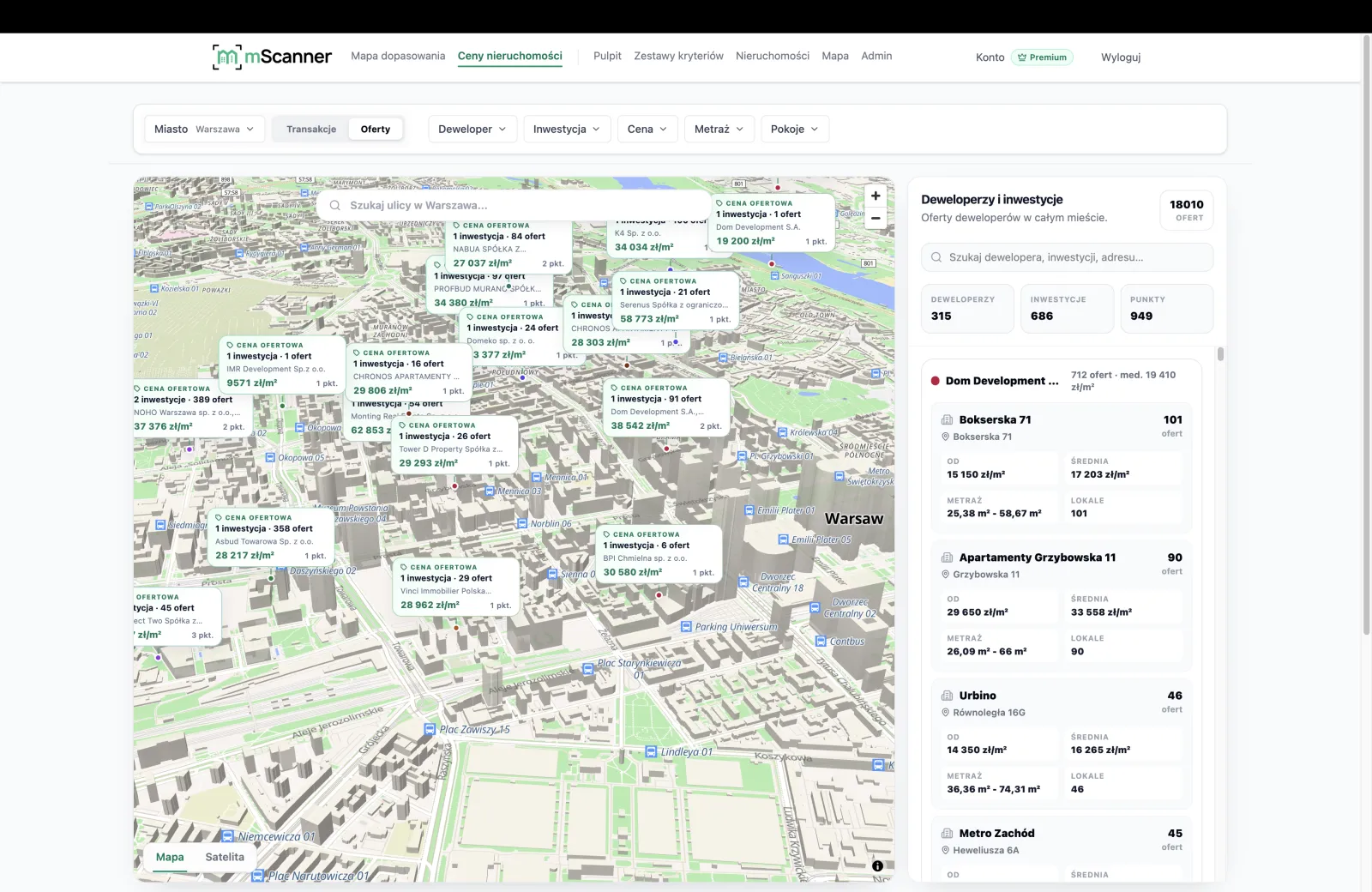 Apartment price map in mScanner